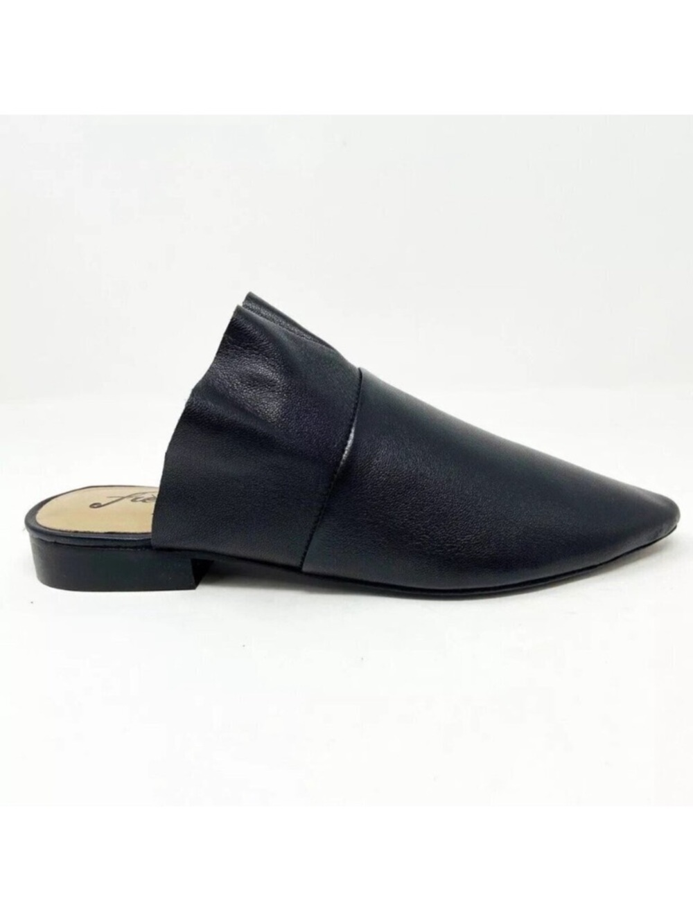 Free People Sienna Black Leather Ruffle Mules Size 9/39